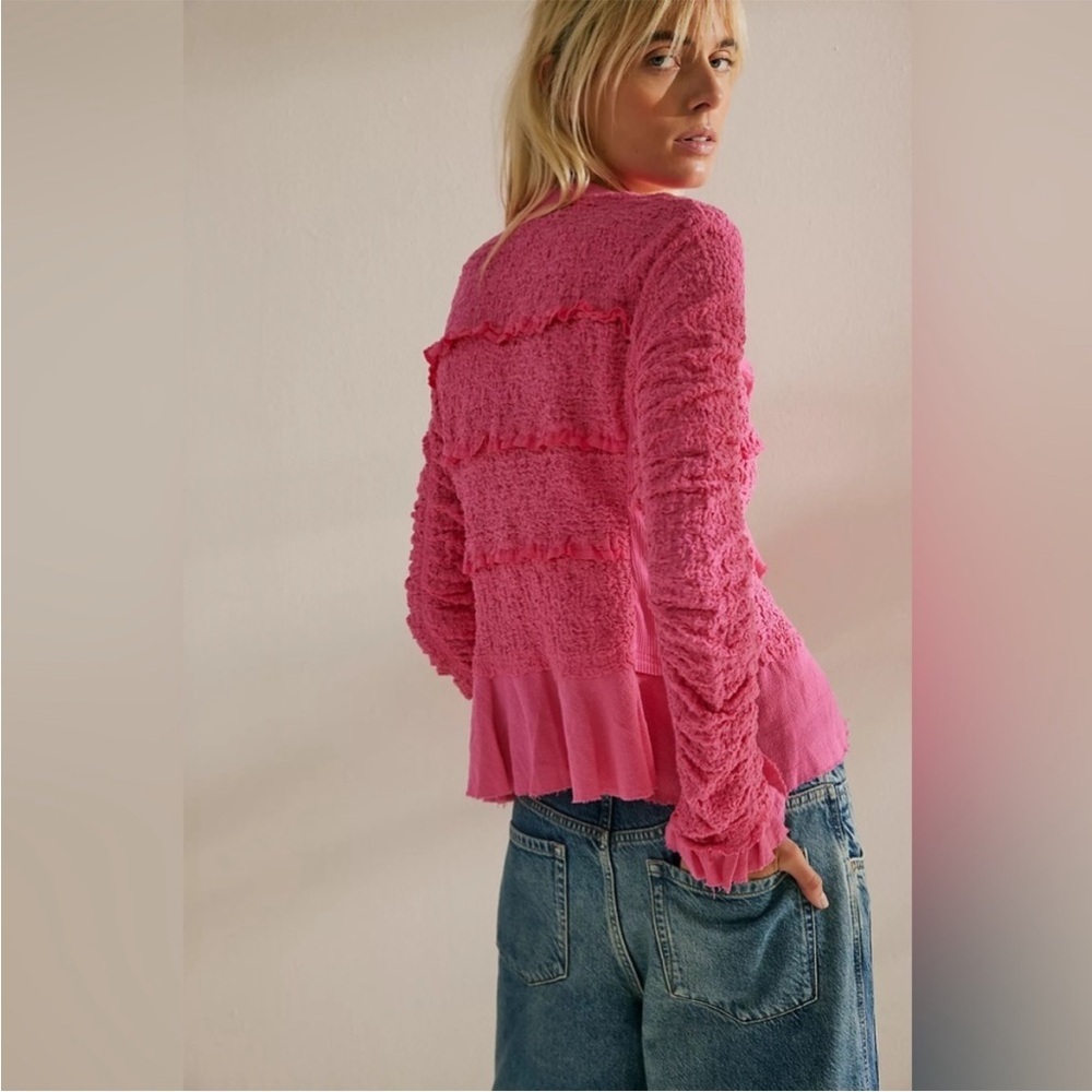 Free People Demi Ruffle Jacket in Pink Sz XS - Picture 5 of 12